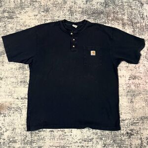 Carhartt Black Loose Fit Henley Pocket Tee T Shirt Short Sleeve Mens L Workwear